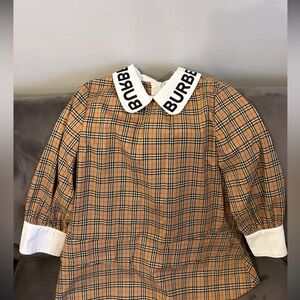 Burberry Plaid Dress with Logo Collar